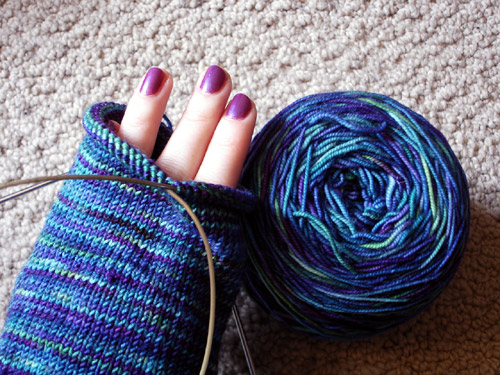 I like that my nail polish matches the sock yarn.